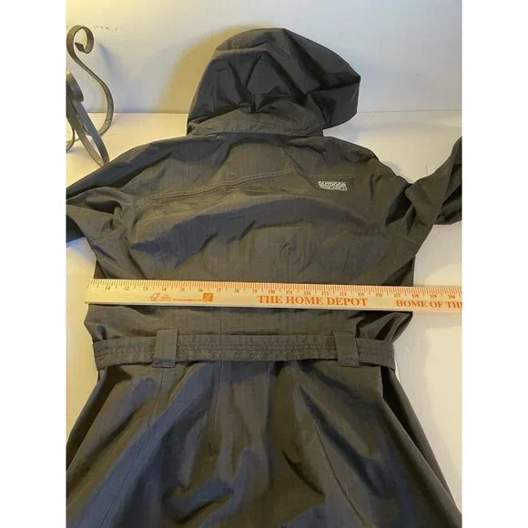 Outdoor Research Jacket Womens Small Black GrayEnvy Long Rain Coat Hooded